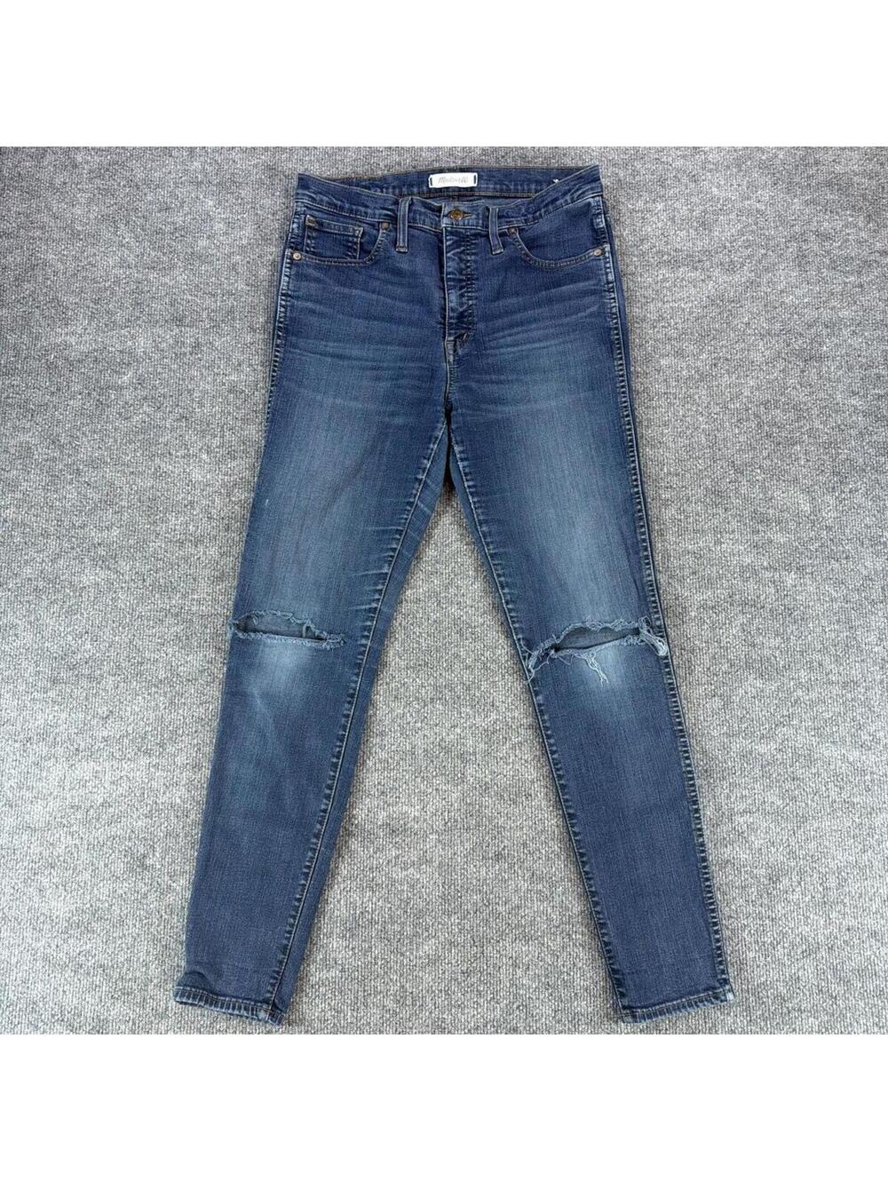 Madewell 10" High Rise Skinny Blue Distressed Jeans Sz 29 -‎ Denim, Casual